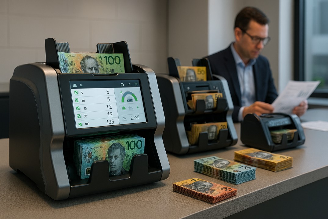 Best notes counting machines in Australia processing Australian polymer banknotes in a modern business environment