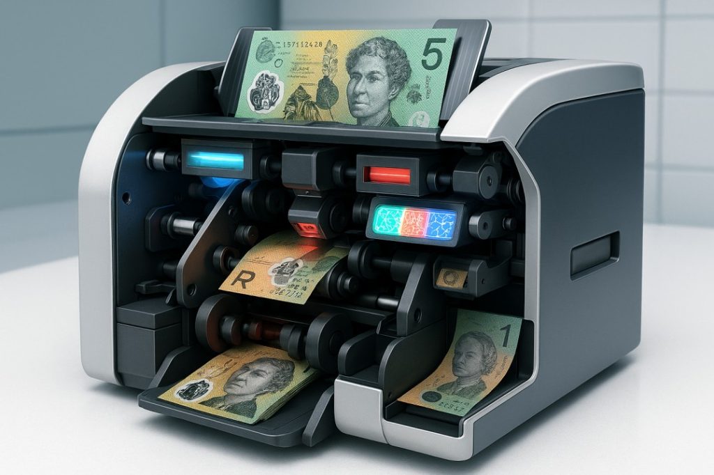 Professional notes counting machines displayed for comparison in Australia 2026