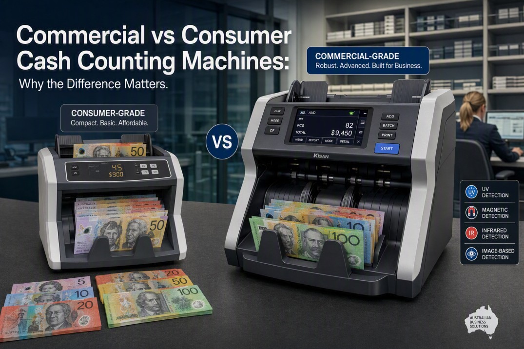 Commercial vs consumer cash counting machines with Australian polymer banknotes