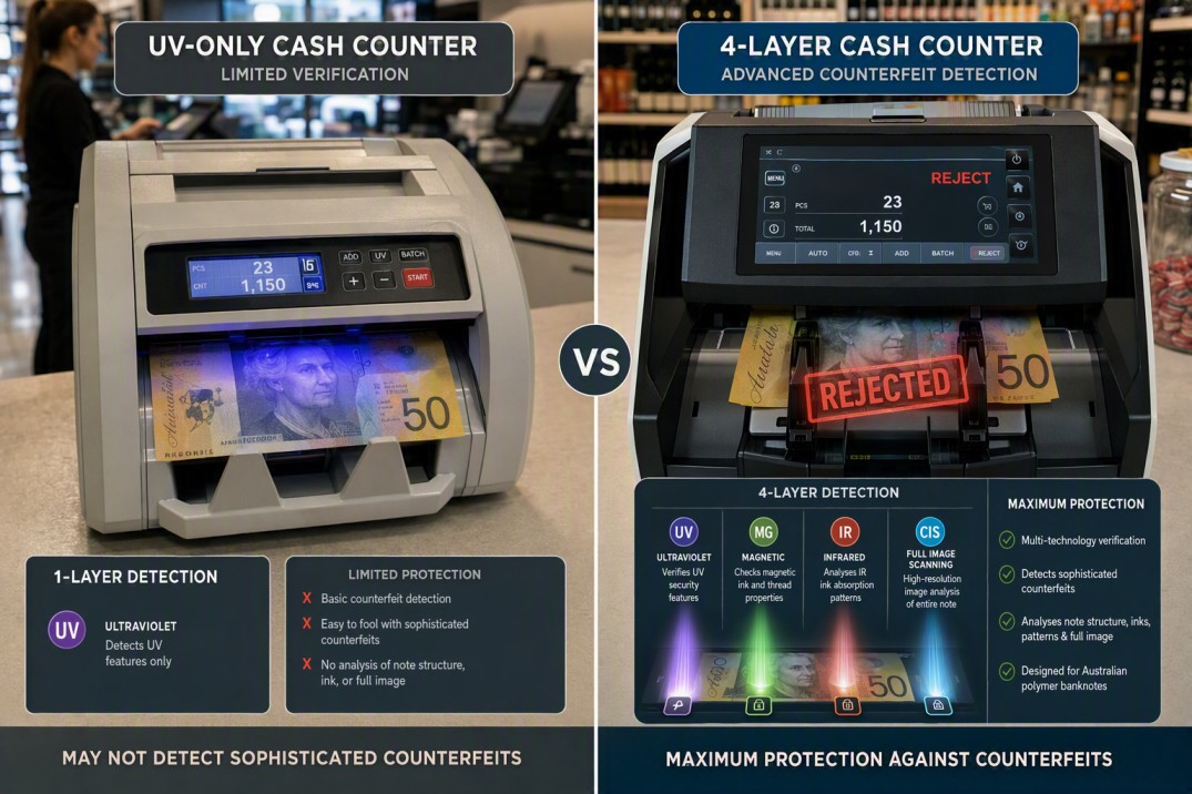 UV-Only vs Multi-Layer Cash Counter Detection